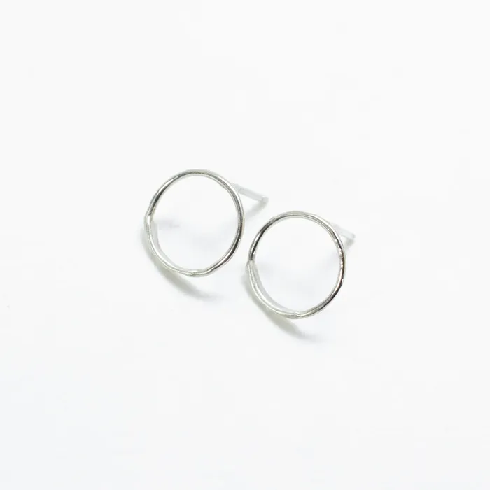 Mimi Marge Rings Silver Hand Hammered Circle Studs