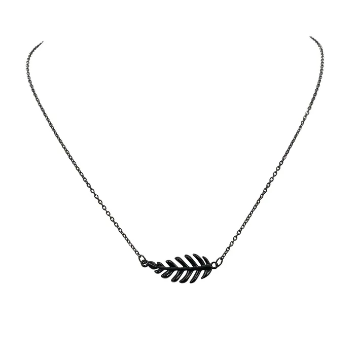 Necklaces Kinsley Armelle Goddess Collection Black Laurel Leaf Necklace