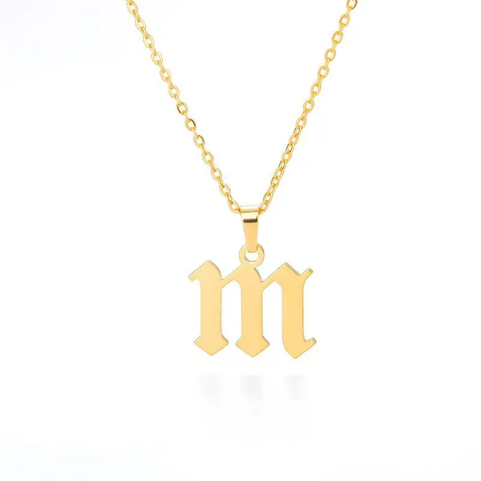Necklaces Mini Ancient Goth Initial Necklace KHLOE JEWELS