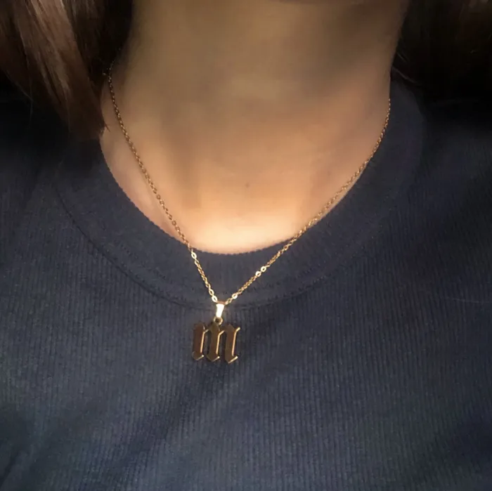 Necklaces Mini Ancient Goth Initial Necklace KHLOE JEWELS