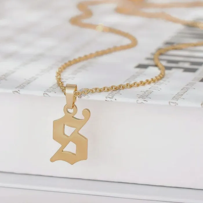 Necklaces Mini Ancient Goth Initial Necklace KHLOE JEWELS
