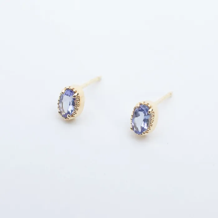 PreStyled Sets Gold Vermeil Oval Tanzanite Milgrain Studs Tashi