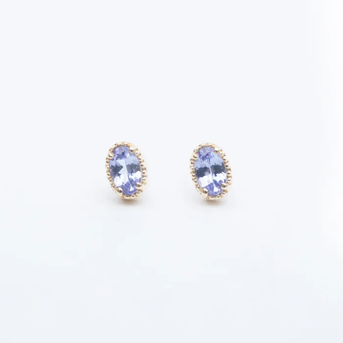 PreStyled Sets Gold Vermeil Oval Tanzanite Milgrain Studs Tashi