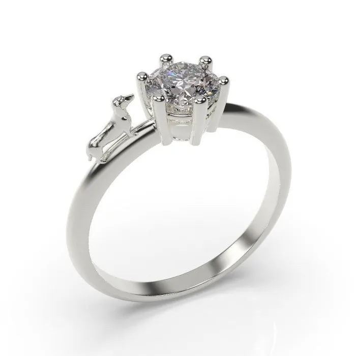 Rings Dachsund Ring Dachsund Engagement Ring White Gold MyUniqueRing