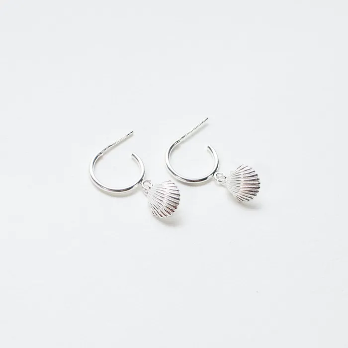 Rings Silver Hanging Shell Hoops Tashi