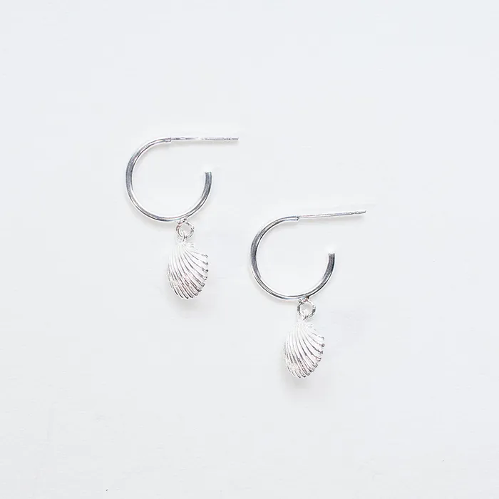 Rings Silver Hanging Shell Hoops Tashi