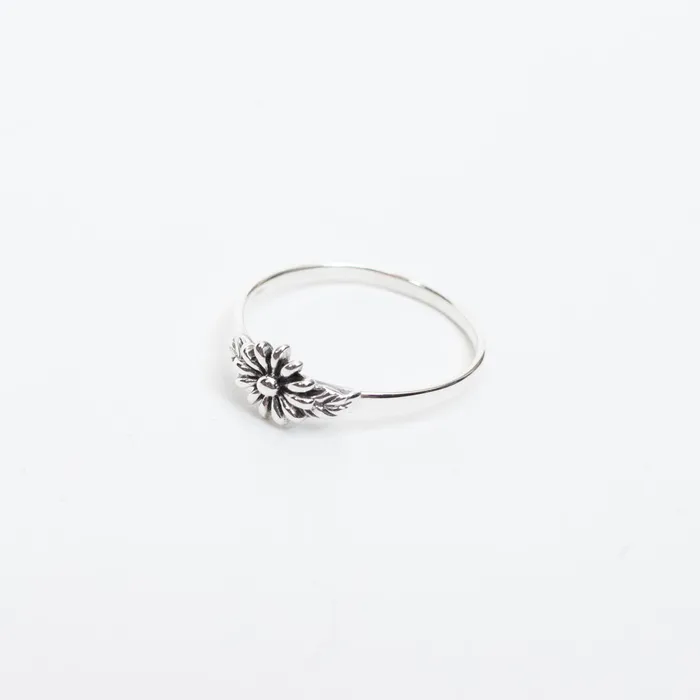 Silver Lotus Silver Single Flower Band Rings