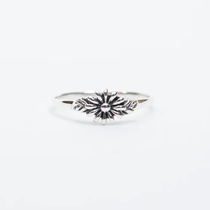 Silver Lotus Silver Single Flower Band Rings