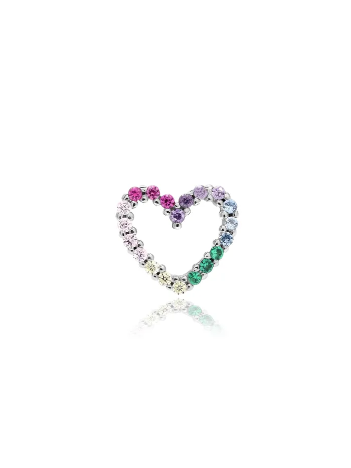 Silver Rainbow Heart Stud Earrings Curio Cottage Earrings