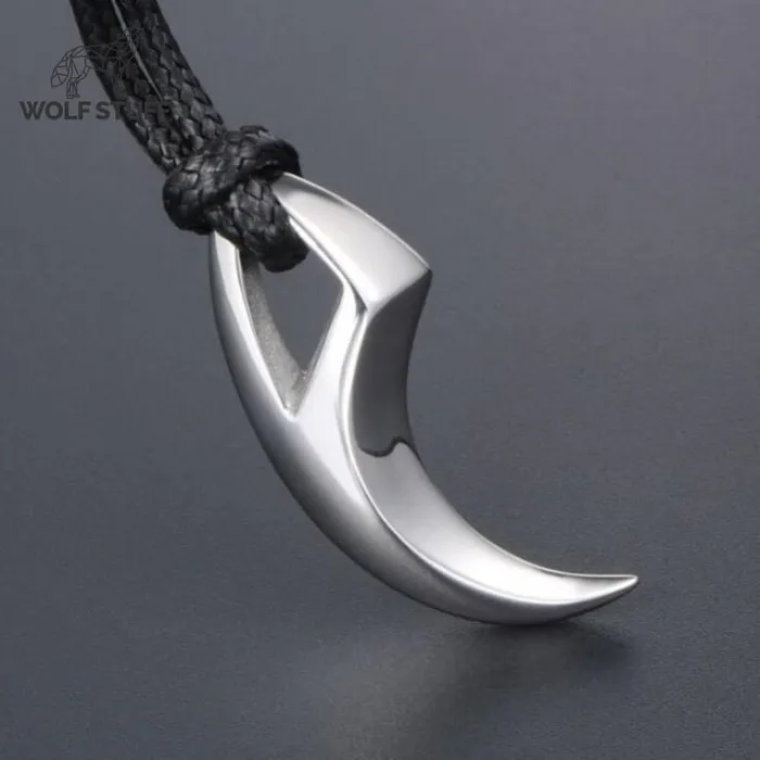 Steel wolf tooth pendant necklace Wolf Stuff Necklaces