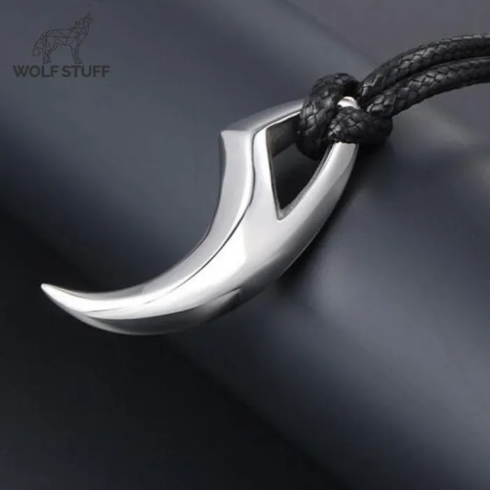 Steel wolf tooth pendant necklace Wolf Stuff Necklaces