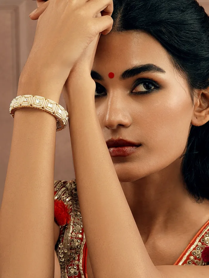 Strung Pearl Cubic Kundan Bangle Curio Cottage Earrings