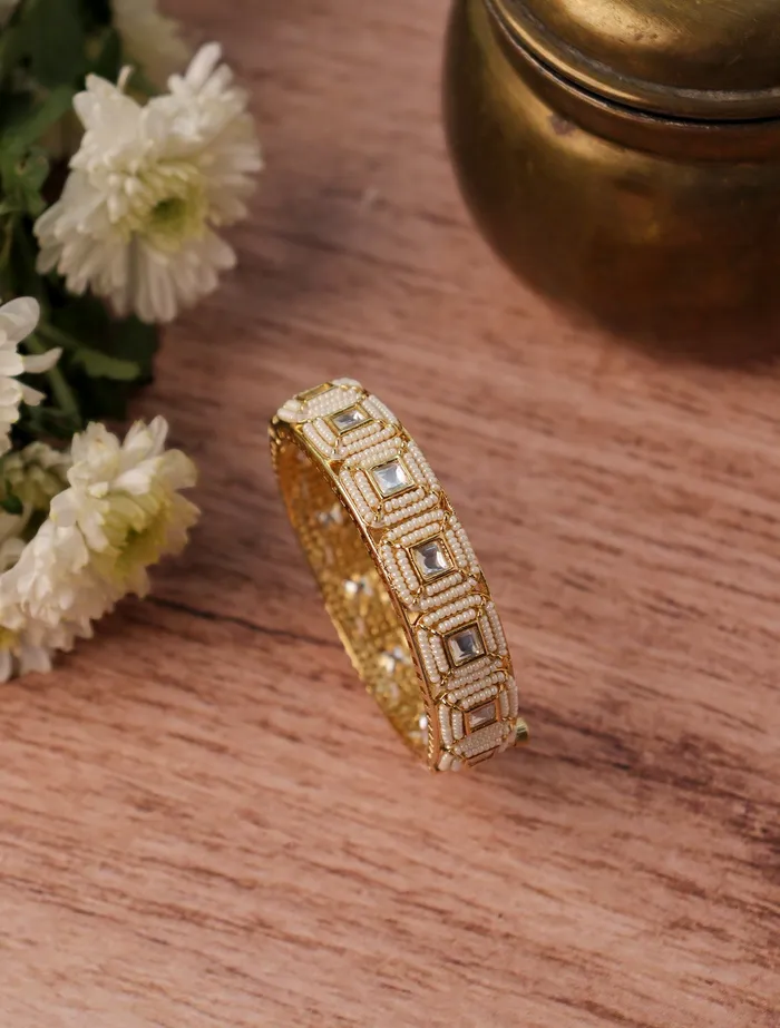 Strung Pearl Cubic Kundan Bangle Curio Cottage Earrings