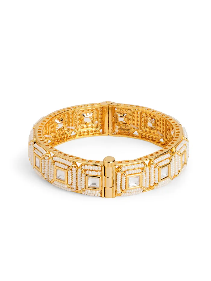 Strung Pearl Cubic Kundan Bangle Curio Cottage Earrings