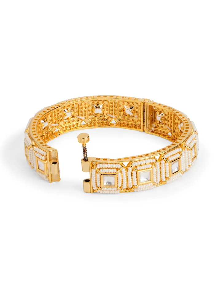 Strung Pearl Cubic Kundan Bangle Curio Cottage Earrings