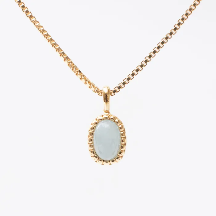 Tashi Necklaces Gold Vermeil Milgrain Edge Oval Aquamarine Necklace