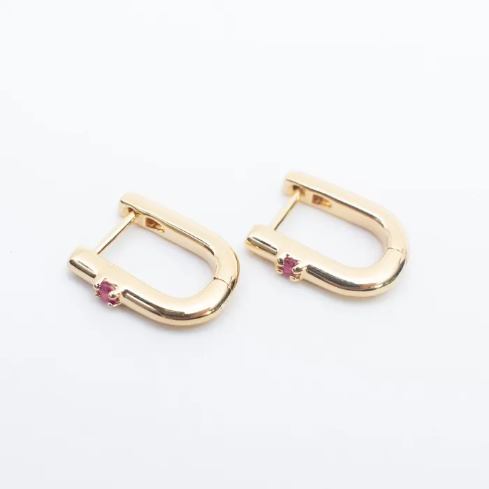 Tashi PreStyled Sets Gold Vermeil UShaped Ruby Huggies