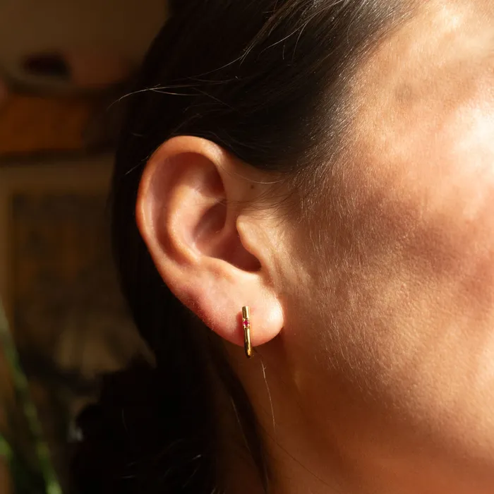 Tashi PreStyled Sets Gold Vermeil UShaped Ruby Huggies