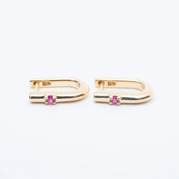 Tashi PreStyled Sets Gold Vermeil UShaped Ruby Huggies