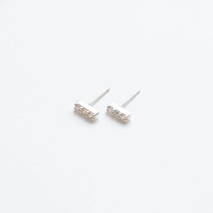 Tashi Rings Silver Triple CZ Studs