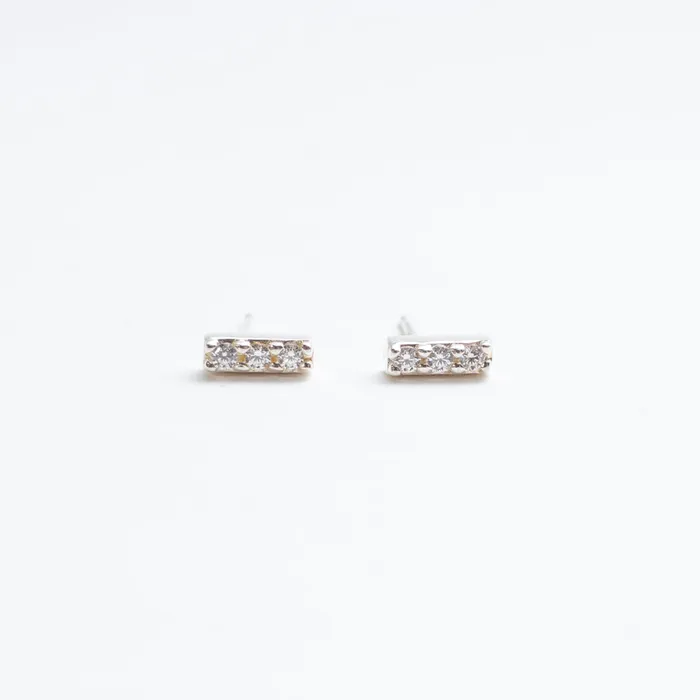 Tashi Rings Silver Triple CZ Studs