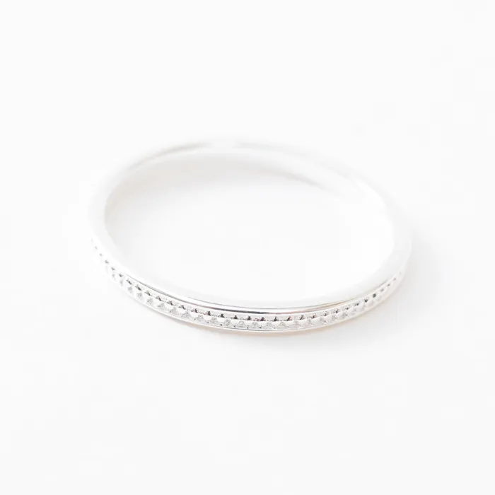 Tashi Silver Super Slim Milgrain Edge Band Rings