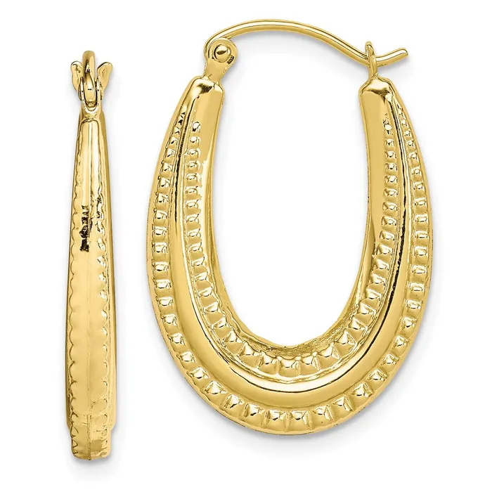 10K Textured Oval Hollow Hoop EarringsWBC10ER271 WB Choice Jewelry Earrings 10K Textured Oval Hollow Hoop EarringsWBC10ER271 WB Choice Jewelry Earrings