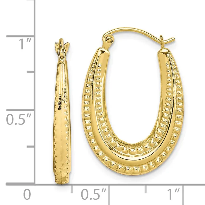 10K Textured Oval Hollow Hoop EarringsWBC10ER271 WB Choice Jewelry Earrings 10K Textured Oval Hollow Hoop EarringsWBC10ER271 WB Choice Jewelry Earrings