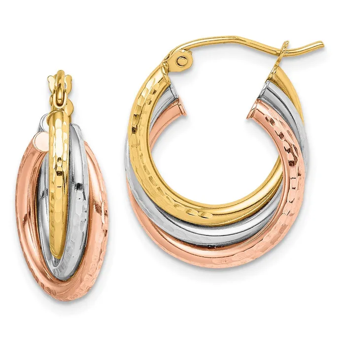 10k Tricolor Diamondcut Triple Hoop EarringsWBC10TC410 WB Choice Jewelry Earrings 10k Tricolor Diamondcut Triple Hoop EarringsWBC10TC410 WB Choice Jewelry Earrings