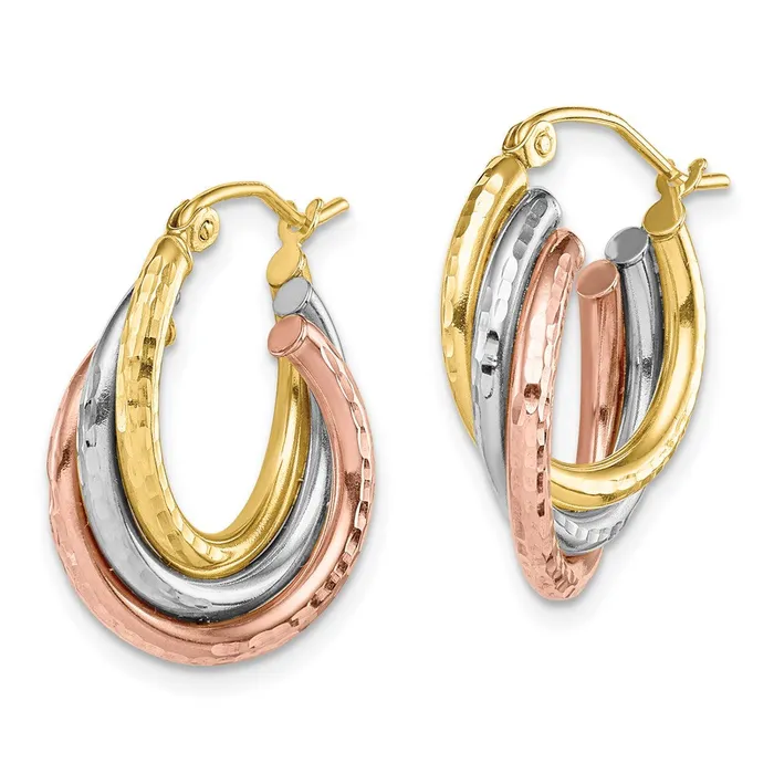 10k Tricolor Diamondcut Triple Hoop EarringsWBC10TC410 WB Choice Jewelry Earrings 10k Tricolor Diamondcut Triple Hoop EarringsWBC10TC410 WB Choice Jewelry Earrings