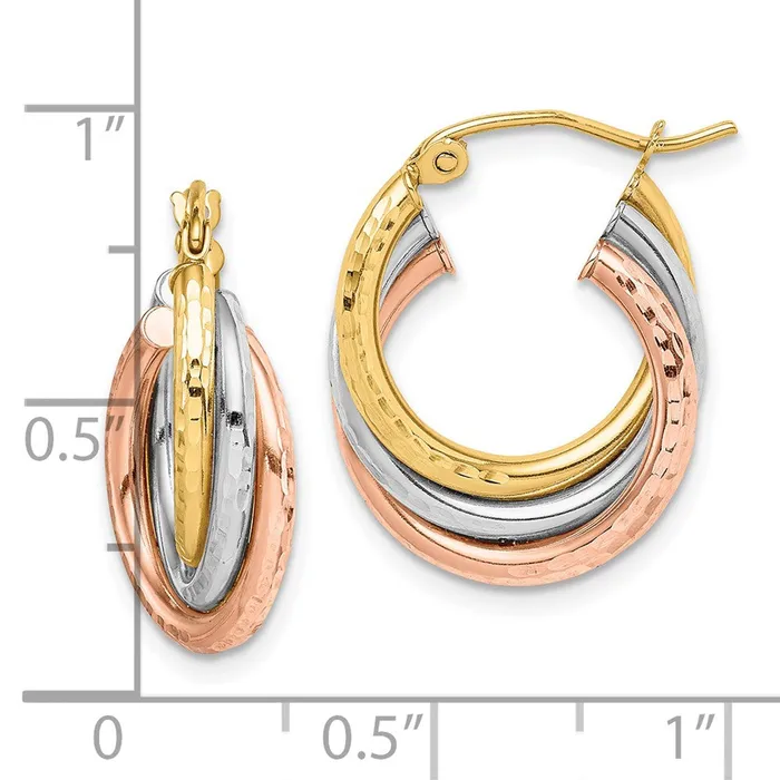 10k Tricolor Diamondcut Triple Hoop EarringsWBC10TC410 WB Choice Jewelry Earrings 10k Tricolor Diamondcut Triple Hoop EarringsWBC10TC410 WB Choice Jewelry Earrings