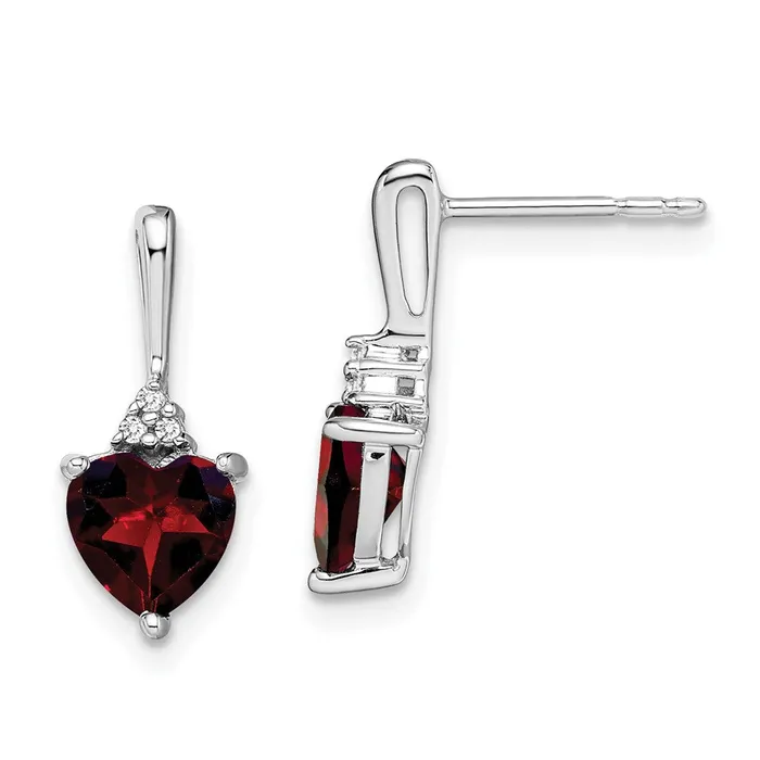 10k White Gold Garnet and Diamond Heart EarringsWBCEM7029GA0031WA WB Choice Jewelry Earrings 10k White Gold Garnet and Diamond Heart EarringsWBCEM7029GA0031WA WB Choice Jewelry Earrings