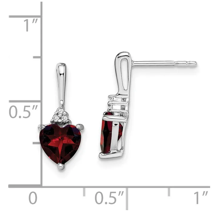 10k White Gold Garnet and Diamond Heart EarringsWBCEM7029GA0031WA WB Choice Jewelry Earrings 10k White Gold Garnet and Diamond Heart EarringsWBCEM7029GA0031WA WB Choice Jewelry Earrings