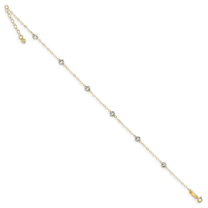14K Twotone Oval Chain with Wavy Circles 9in Plus 1in Ext AnkletWBCANK2389 WB Choice Jewelry Rings 14K Twotone Oval Chain with Wavy Circles 9in Plus 1in Ext AnkletWBCANK2389 WB Choice Jewelry Rings