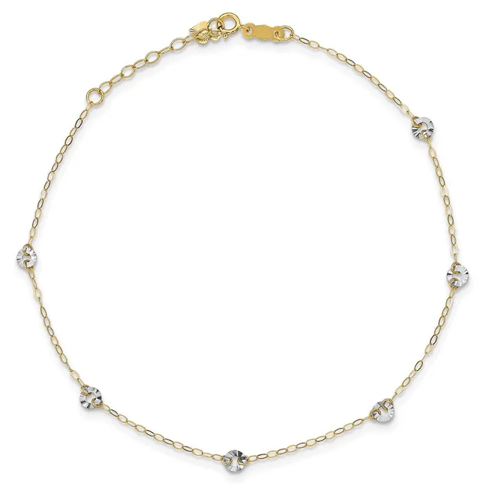 14K Twotone Oval Chain with Wavy Circles 9in Plus 1in Ext AnkletWBCANK2389 WB Choice Jewelry Rings 14K Twotone Oval Chain with Wavy Circles 9in Plus 1in Ext AnkletWBCANK2389 WB Choice Jewelry Rings
