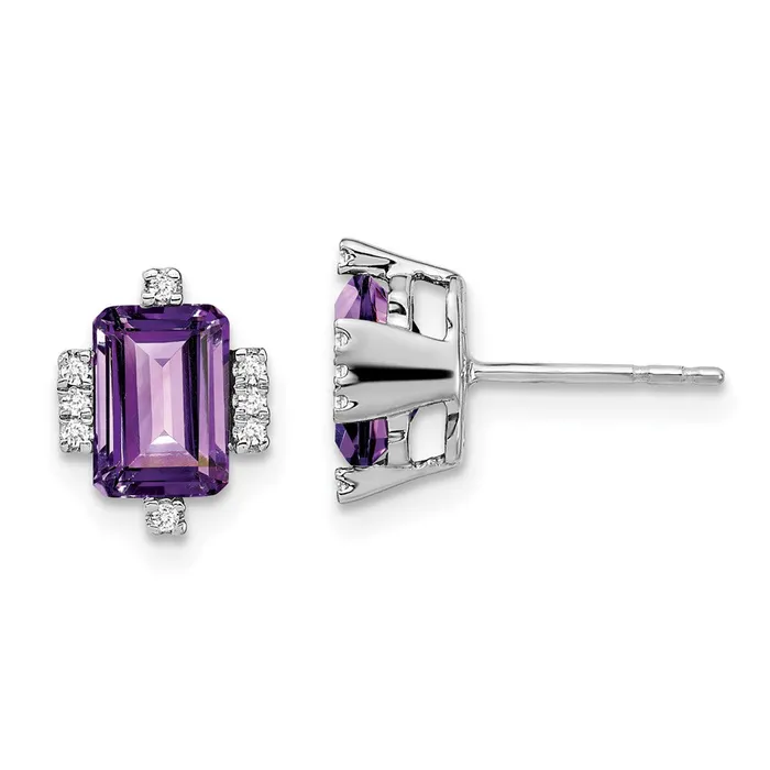 14k White Gold Emeraldshape Amethyst and Diamond EarringsWBCEM7106AM008WA WB Choice Jewelry Earrings 14k White Gold Emeraldshape Amethyst and Diamond EarringsWBCEM7106AM008WA WB Choice Jewelry Earrings