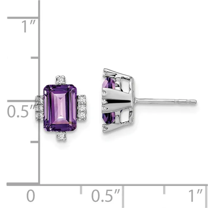 14k White Gold Emeraldshape Amethyst and Diamond EarringsWBCEM7106AM008WA WB Choice Jewelry Earrings 14k White Gold Emeraldshape Amethyst and Diamond EarringsWBCEM7106AM008WA WB Choice Jewelry Earrings