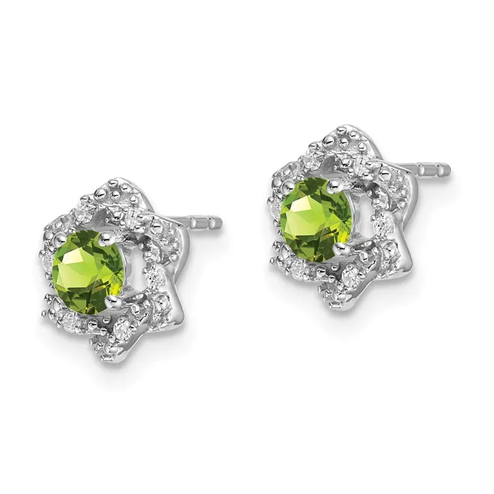 14k White Gold Peridot and Diamond Post EarringsWBCEM7459PE006WA WB Choice Jewelry Earrings 14k White Gold Peridot and Diamond Post EarringsWBCEM7459PE006WA WB Choice Jewelry Earrings