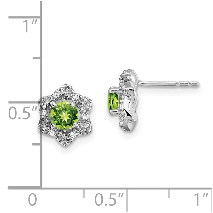 14k White Gold Peridot and Diamond Post EarringsWBCEM7459PE006WA WB Choice Jewelry Earrings 14k White Gold Peridot and Diamond Post EarringsWBCEM7459PE006WA WB Choice Jewelry Earrings