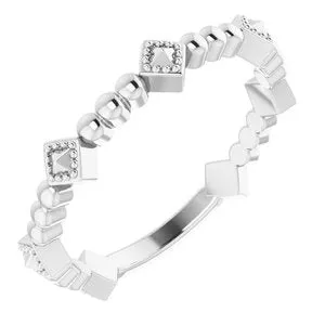 14K White Stackable Pyramid Ring 51833101PSTWBC WB Choice Jewelry Rings