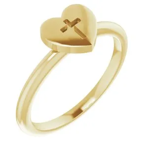 14K Yellow Heart with Cross Ring R43079102PSTWBC WB Choice Jewelry Rings 14K Yellow Heart with Cross Ring R43079102PSTWBC WB Choice Jewelry Rings