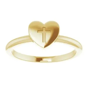 14K Yellow Heart with Cross Ring R43079102PSTWBC WB Choice Jewelry Rings 14K Yellow Heart with Cross Ring R43079102PSTWBC WB Choice Jewelry Rings