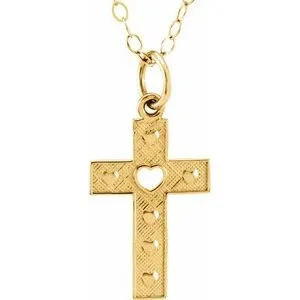 14K Yellow Pierced Heart Cross 15 Necklace 1953415829600PSTWBC WB Choice Jewelry Necklaces 14K Yellow Pierced Heart Cross 15 Necklace 1953415829600PSTWBC WB Choice Jewelry Necklaces