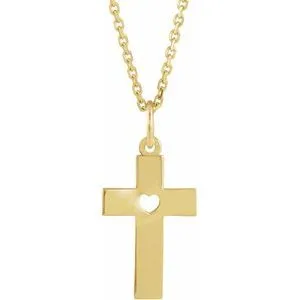 14K Yellow Pierced Heart Cross 15 Necklace 1953415829600PSTWBC WB Choice Jewelry Necklaces 14K Yellow Pierced Heart Cross 15 Necklace 1953415829600PSTWBC WB Choice Jewelry Necklaces