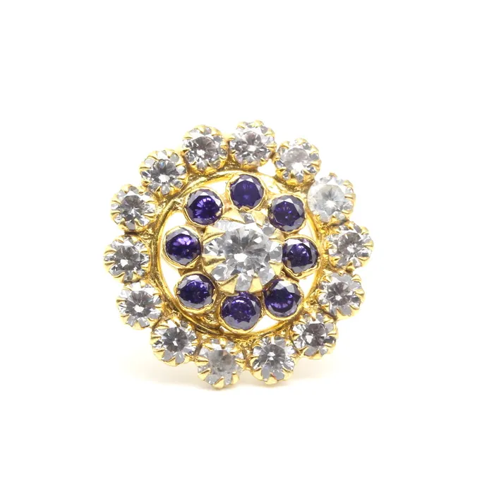 Big Gold Plated Nose Stud CZ Twisted nose ring 24g Karizma Jewels Rings