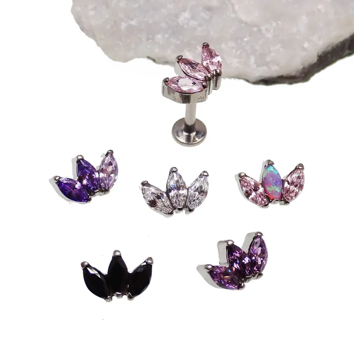 Body Clickers Body Jewelry Marquise Titanium Petal Flatback Earring Earrings