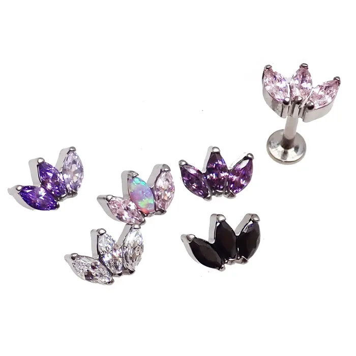 Body Clickers Body Jewelry Marquise Titanium Petal Flatback Earring Earrings