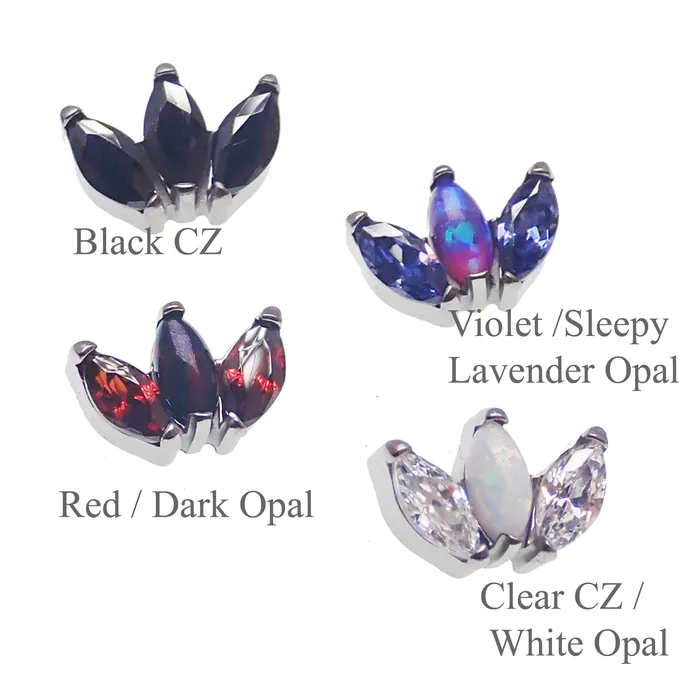 Body Clickers Body Jewelry Marquise Titanium Petal Flatback Earring Earrings