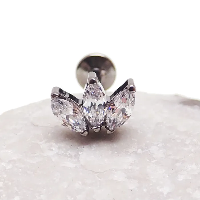 Body Clickers Body Jewelry Marquise Titanium Petal Flatback Earring Earrings