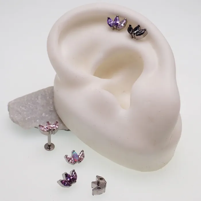 Body Clickers Body Jewelry Marquise Titanium Petal Flatback Earring Earrings